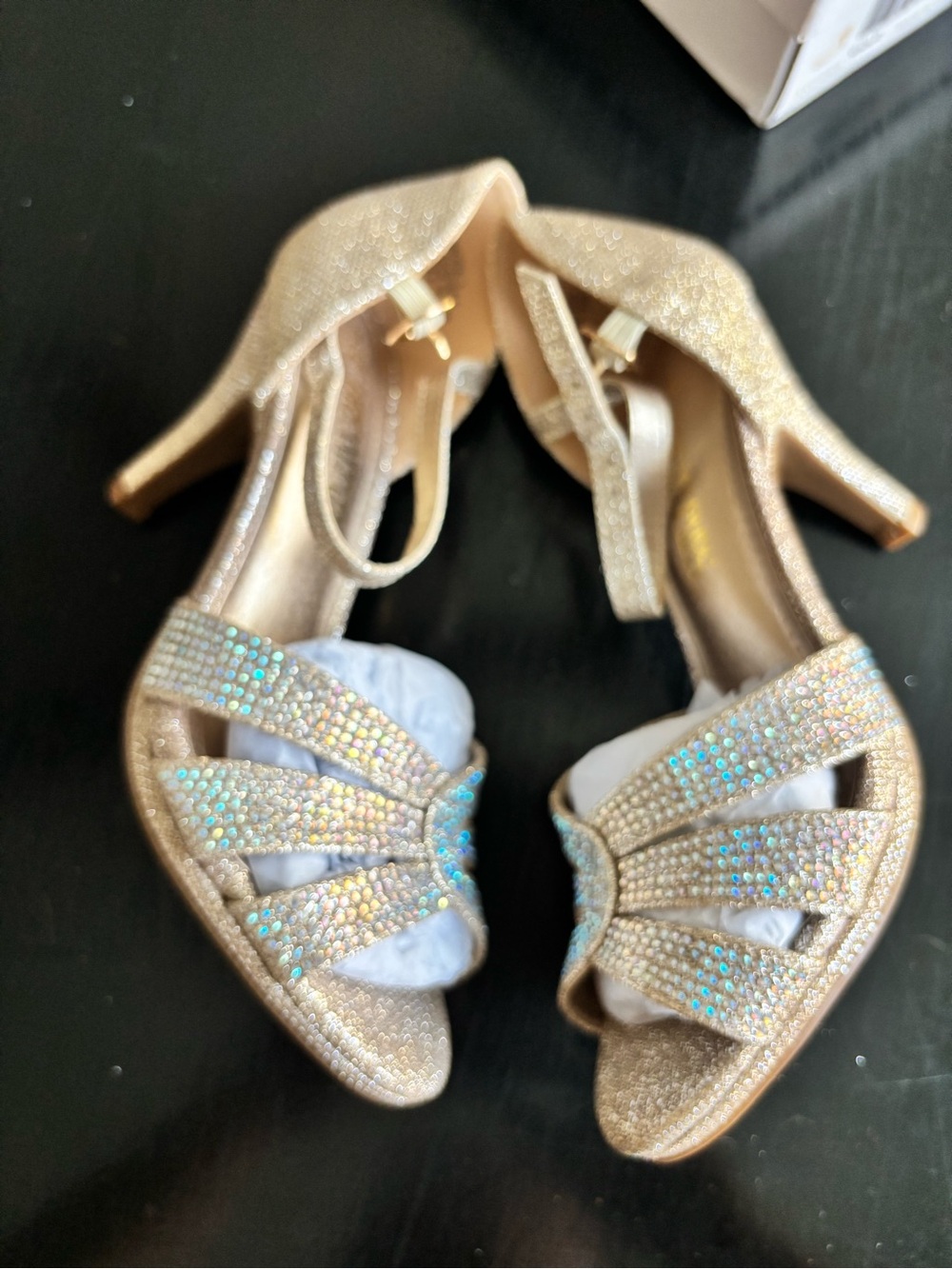 Dream Pairs Gold Rhinestone Open-Toe Heels - Picture 6 of 10